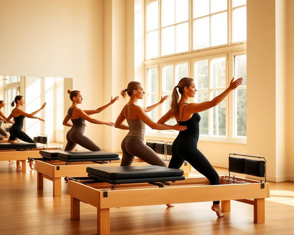 Clasă de grup Pilates Reformer